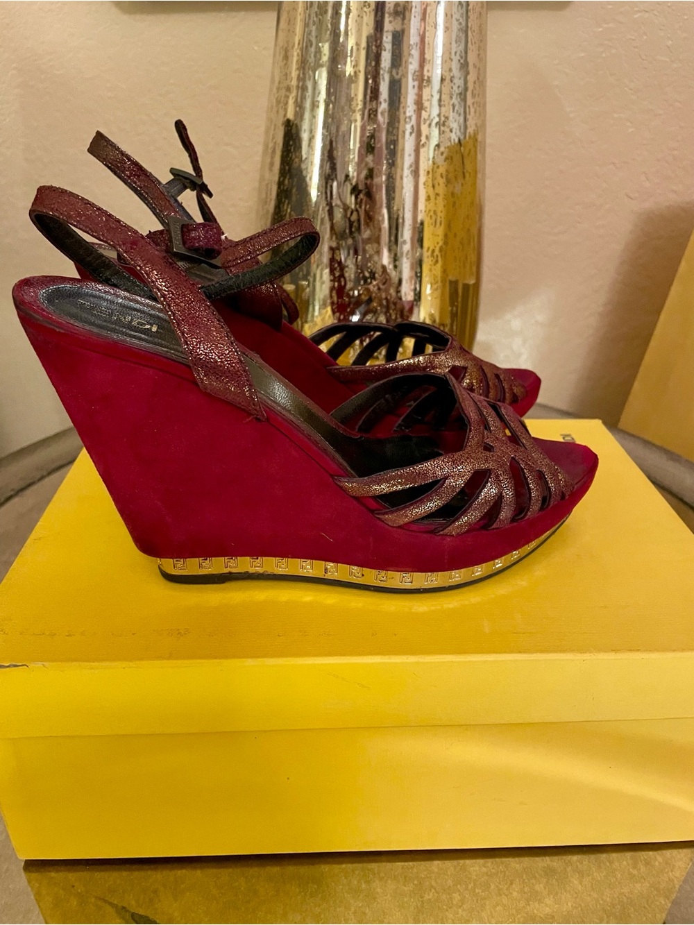 FENDI WEDGE SANDALS W/BOX & DUST BAG